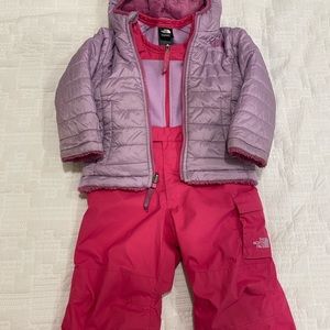 Pink North Face snowsuit 2T